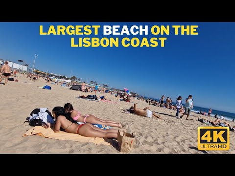 4K Beach Walk Praia de Carcavelos - Oeiras Beaches Portugal 2022