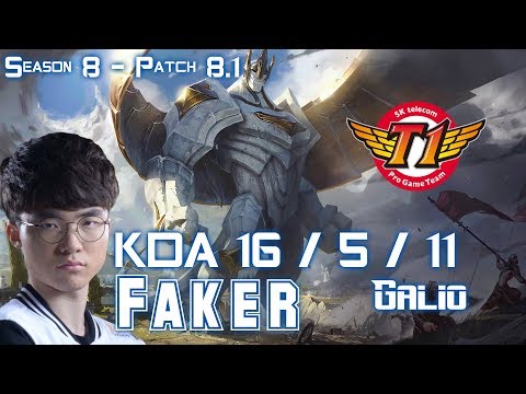 SKT T1 Faker GALIO vs AZIR Mid - Patch 8.1 KR Ranked