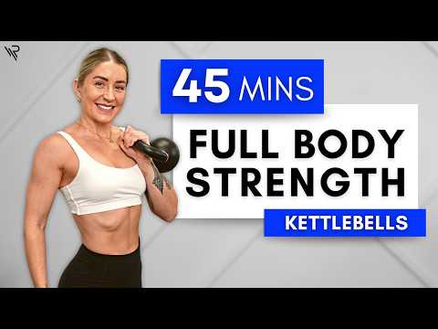 45 Min Full Body & Abs Kettlebell Strength (No Repeats)