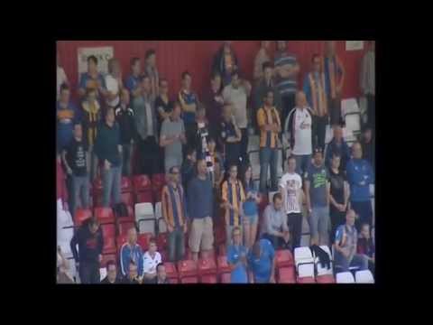 FUNNY: Shrewsbury Town fans dancing at Stevenage FC