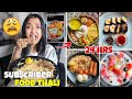 I ate Subscriber FOOD THALI for 24 Hours Challenge - Cooking BIRYANI, SUSHI & more - Food Challenge