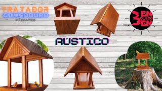 Vídeo de Comedouro Tratador Pássaros Livres Porta Ração Aves Verniz