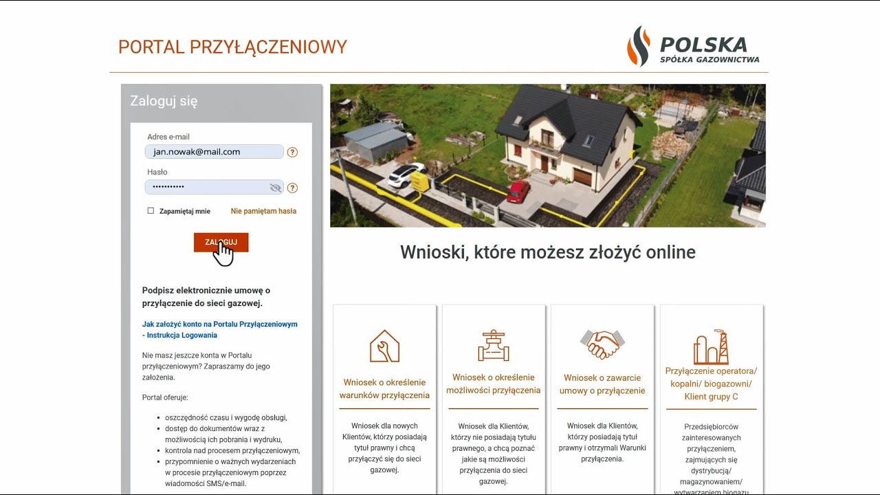 Rysunek mężczyzny siedzącego w pokoju przy komputerze oglądającego stronę Portalu przyłączeniowego PSG