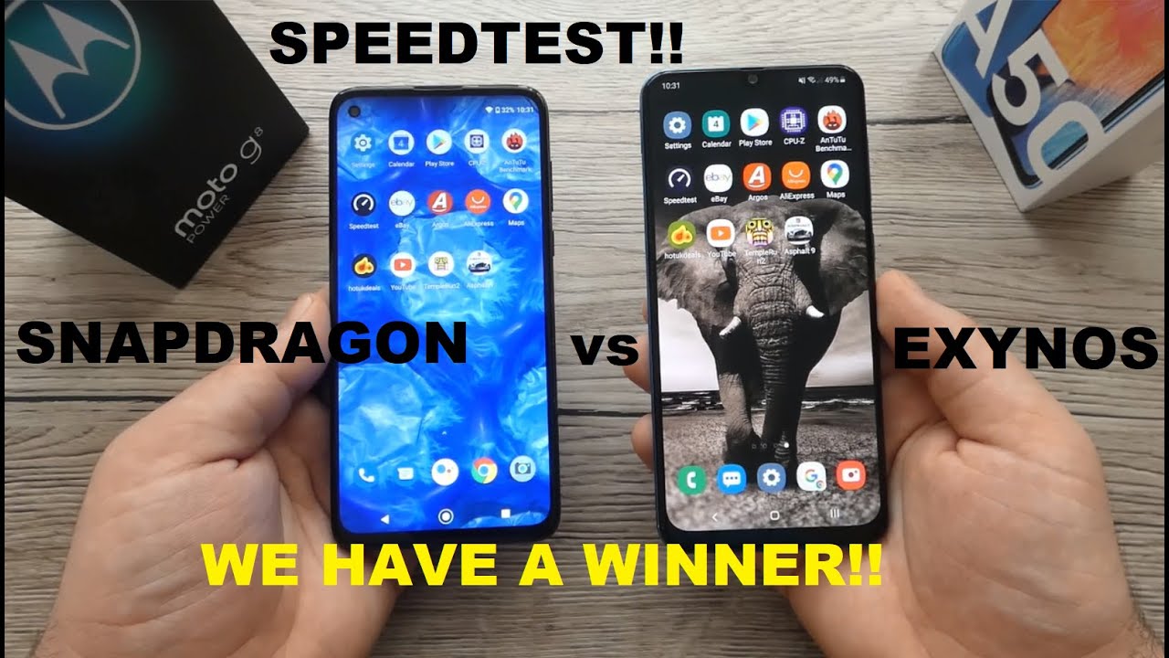 Moto G8 Power vs Galaxy A50- Speedtest! A Very Tight Battle! Snapdragon vs Exynos!!