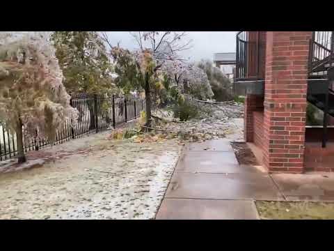 Oklahoma October 27 2020 Ice Storm. Yukon Oklahoma Damage Walk Through