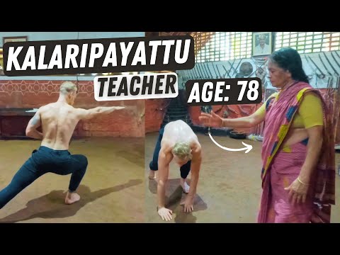 Learning Kalaripayattu from the OLDEST Indian female teacher (78 Years)