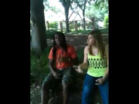 Rapping in the park- Fabian Bates and Emily Heidt