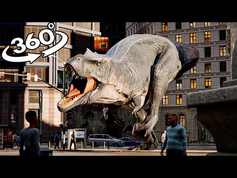 VR 360° Dinosaur Rex in attack in the city! VS Big Snake (Jurassic World Dominion)