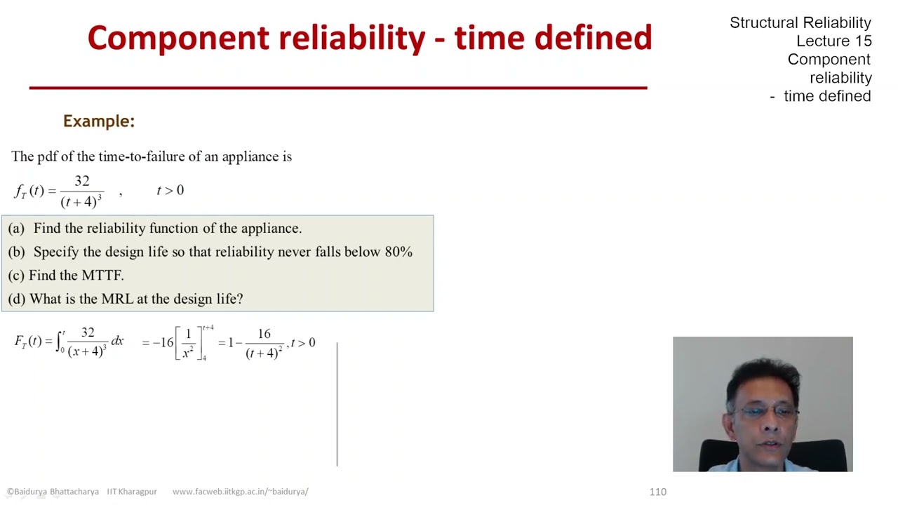 STRUCTURAL RELIABILITY Lecture 15 module 05: Functions of TTF
