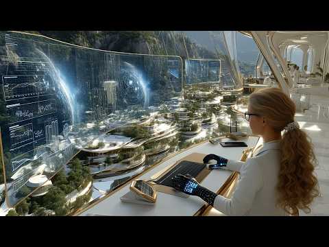 Utopian Futuristic Eco City (4K) | 1 Hour Relaxing Ambient Soundtrack — 2100+