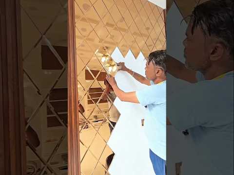 Mirror Glass Tiles Design idea, amazing woodwork #shorts #woodworking #furniture #design