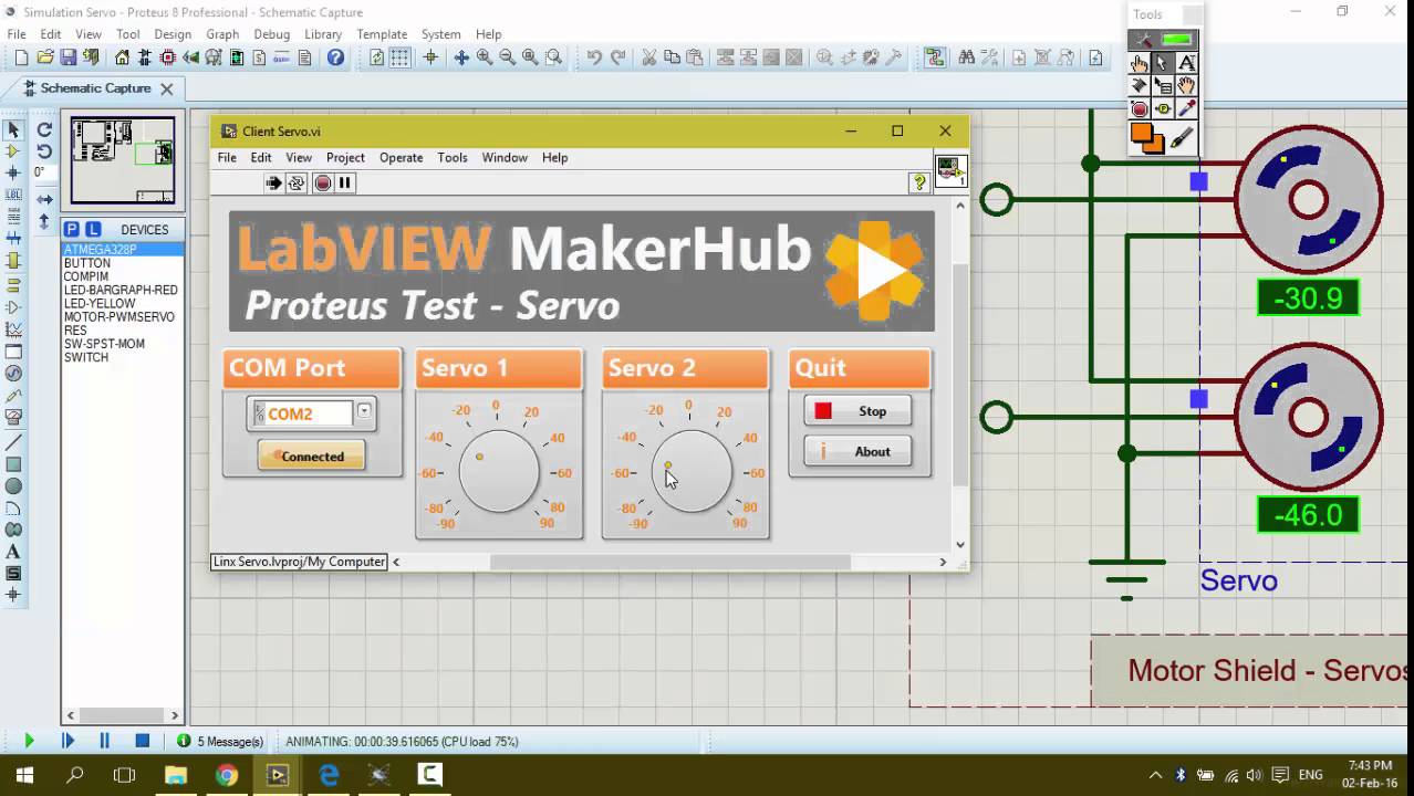 LabVIEW MakerHub Linx Simulation : Servo