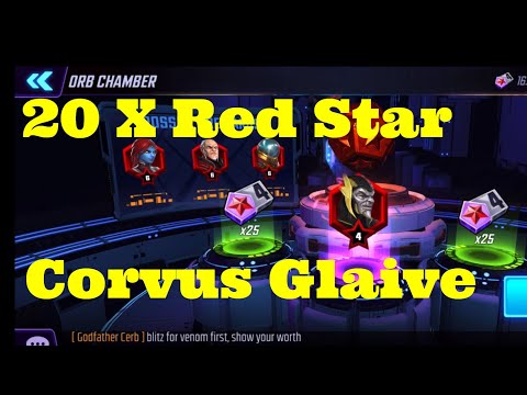 20x Corvus Glaive Red Star Opening Red Star Orbs - Marvel Strike Force - Free to Play