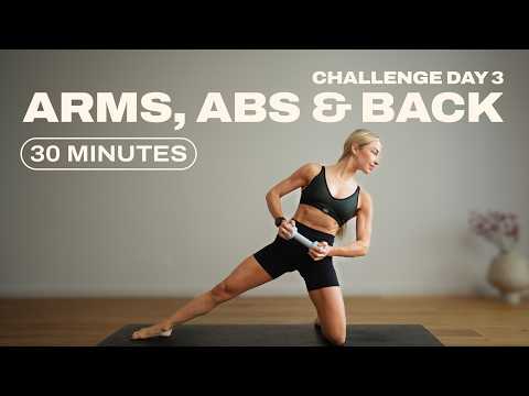 Day 3 - 30 Min. Upper Body & Core Workout | With Weights | 1 Month Pilates x Strength Challenge