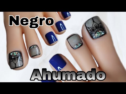 Hermosa decoración de uñas/Negro AHUMADO🖤🤍/Negro TRASLUCIDO/translucent black on Nails 😍