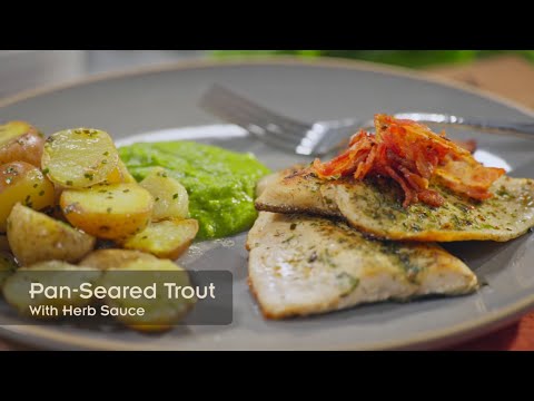 Pan-Seared Trout with Herb Sauce by Chef Andrew Zimmern