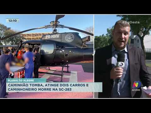 Caminhão tomba, atinge dois carros caminhoneiro morre na SC-283 em Planalto Alegre
