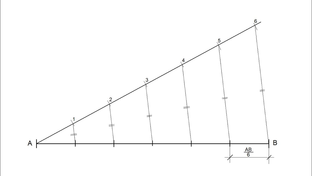 Cómo dividir un segmento en partes iguales (Teorema de Tales)