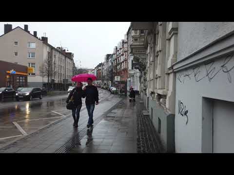 Aachen boring rainy walk through, Germany, Germany back street - walking tour