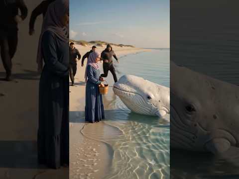 🐋 White Whale Saved Her Life & Gave Her a Golden Treasure! ✨💛 #Shorts #wildwhales #whitefish #trend