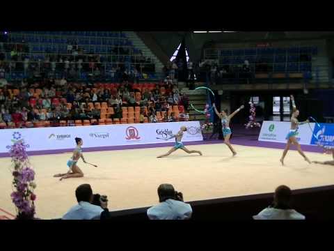 RUS  group 2 hoops+6 clubs  Grand Prix Moscow 2015 All-around