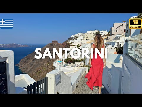 IMEROVIGLI Santorini 🇬🇷 - Passeio a pé de Fira a Imerovigli, a varanda do Mar Egeu | 4K