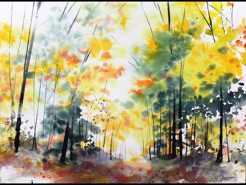 Fall-scape: start to finish 22"x30" watercolor by Sumiyo Toribe