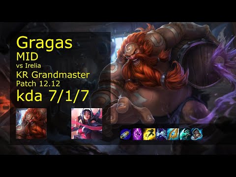 Rank 2 Korean Gragas Mid: Gragas vs Irelia // [롤] 그라가스 vs 이렐리아 미드