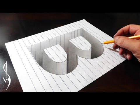 Drawing B Hole in Line Paper - 3D Trick Art Optical Illusion