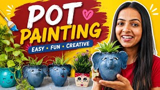 🔥DIY Elephant Pot Painting 🐘 | Cute Clay Pot Painting Ideas | Easy Plant Pot Decoration