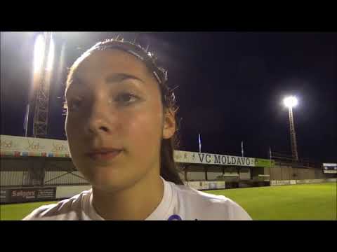 Interview met speelster Amber Tysiak bij het behalen van de titel na de wedstrijd van KRC Genk Ladie