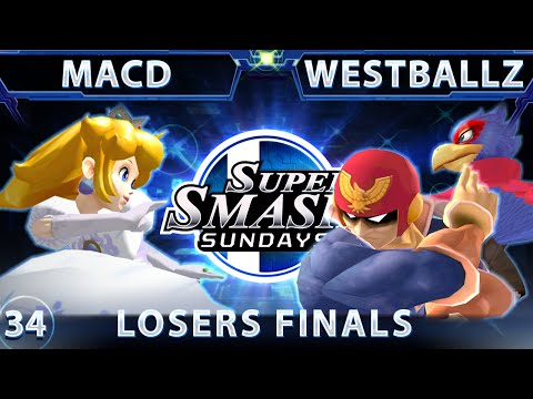 SSS 34 - Westballz (Falcon-Falco) Vs. FE MacD (Peach) SSBM - Losers Finals - Smash Melee