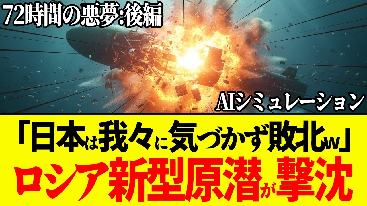 【衝撃】ロシア艦長「日本は我々に気づかず敗北w」もしもロシアが新型無音原潜で日本封鎖を試みたら…日本の「たいげい型」18式魚雷に大パニック！ロシア艦隊が崩壊する72時間【AIシミュレーション】
