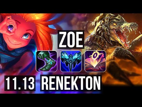 ZOE vs RENEKTON (MID) | 6/0/7, 900+ games, Dominating | KR Challenger | v11.13