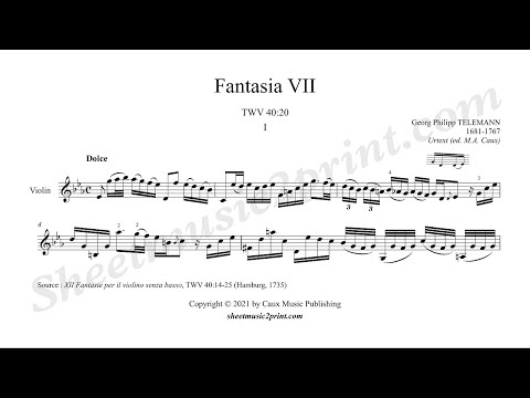 Telemann : Fantasia no. 7, TWV 40:20 (1/4 : Dolce) -- Urtext