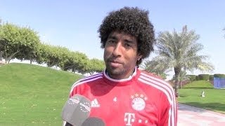 Brazilian player Dante interview in Doha, Qatar - Thomas Hitzlsperger and 2014 World Cup video