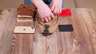 Практична чоловіча сумка через плече з USB кабелем текстильна 21222 Vintage коричнева