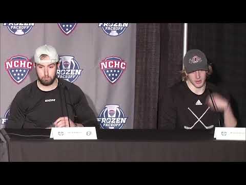 3/22/24 - Omaha Hockey Frozen Faceoff Semifinal Postgame Press Conference: Gabinet, Miller & Urdahl