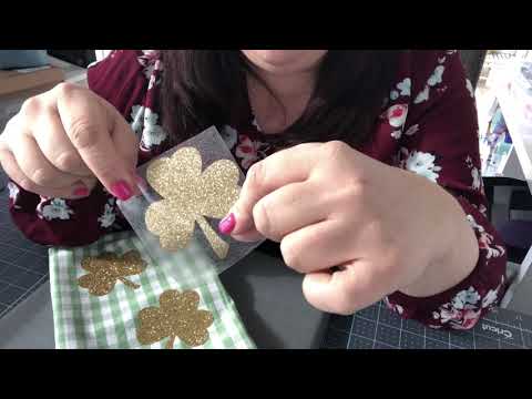 Miss Rita Makes A Shamrock Tea Towel With Cricut Glitter Iron-On