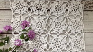 How to Crochet and Connect Easy Lace Motifs for Tablecloth, Table Runner, Summer Top, etc