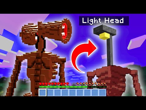 SIREN HEAD VS LIGHT HEAD In Minecraft At 3AM (Sirenhead's BROTHER!?) - Minecraft Mods Gameplay