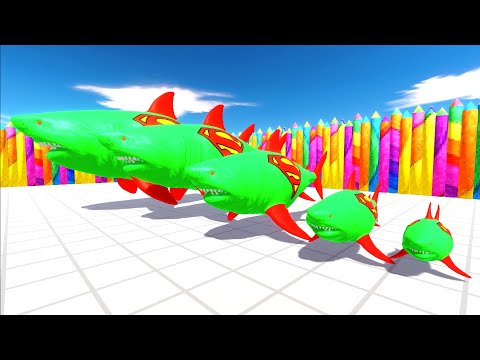 EVOLUTION OF GREEN SUPERMAN MEGALODON DEATH RUN - Animal Revolt Battle Simulator