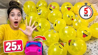 🎈Can I Fill 25 Emoji Balloons in Just 5Minutes⏱️😳Watch Till the End!👀🔥