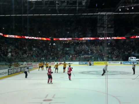 Torjubel beim 0-1 sui - ger beim eishockey wm v iertelfinalspiel