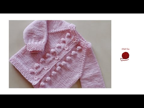 Babyjacke mit Noppen stricken, Schritt für Schritt, andere Größen siehe Infobox
