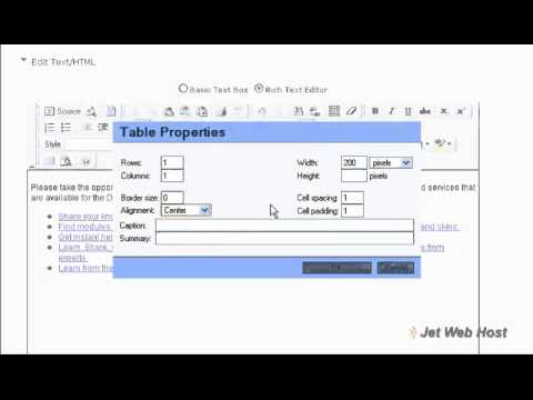 f How to work with tables and format text in DotNetNuke