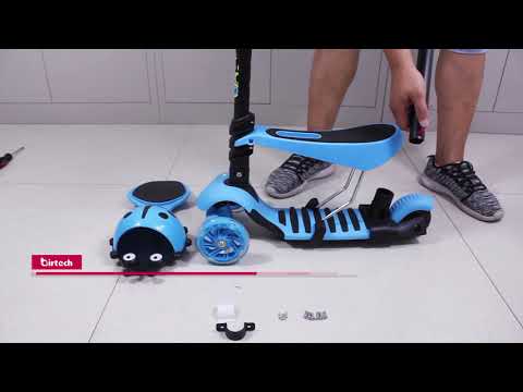 Skrejritenis Bērniem ar rokturi Scooter Blue LED 5in1