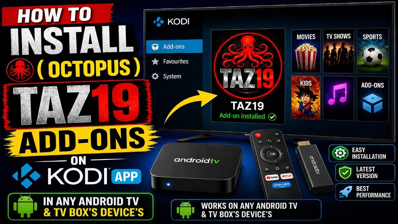 How to Install ( Octopus ) TAZ19 Add-On on Kodi | Android TV Box Full Setup Guide 🔥