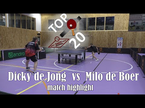 Milo de Boer vs Dicky de Jong Top 20 international tournament Wageningen Table Tennis match higlight
