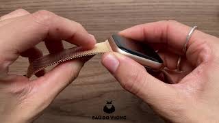 Vídeo de Pulseira Aço Milanese Fina Compatível com Apple Watch